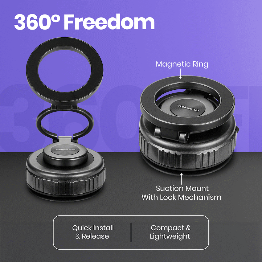 Volkano Magnoire Series Magsafe Phone Mount - Black - Black