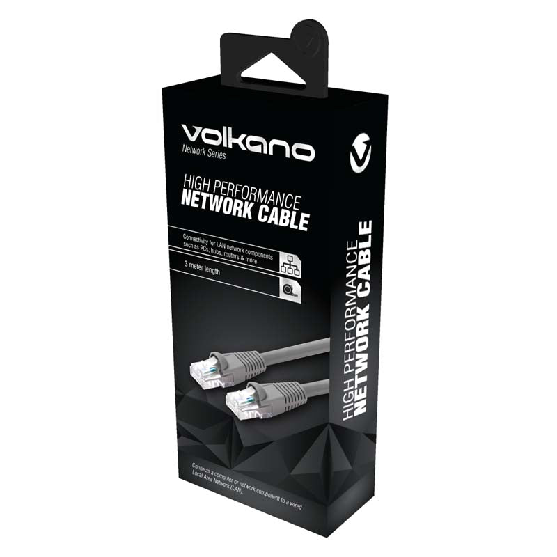 Volkano Network Series CAT5 Network Cable 3m - Grey