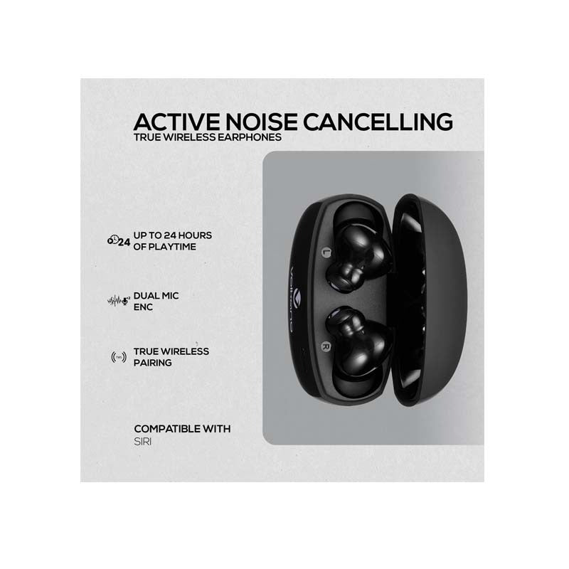 Volkano Nomad Active Noise Cancelling True Wireless Earphones - Black - Black