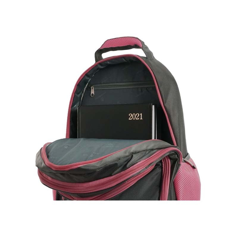 Volkano Orthopaedic Trolley Backpack - Dark Grey / Pink - Pink / Grey