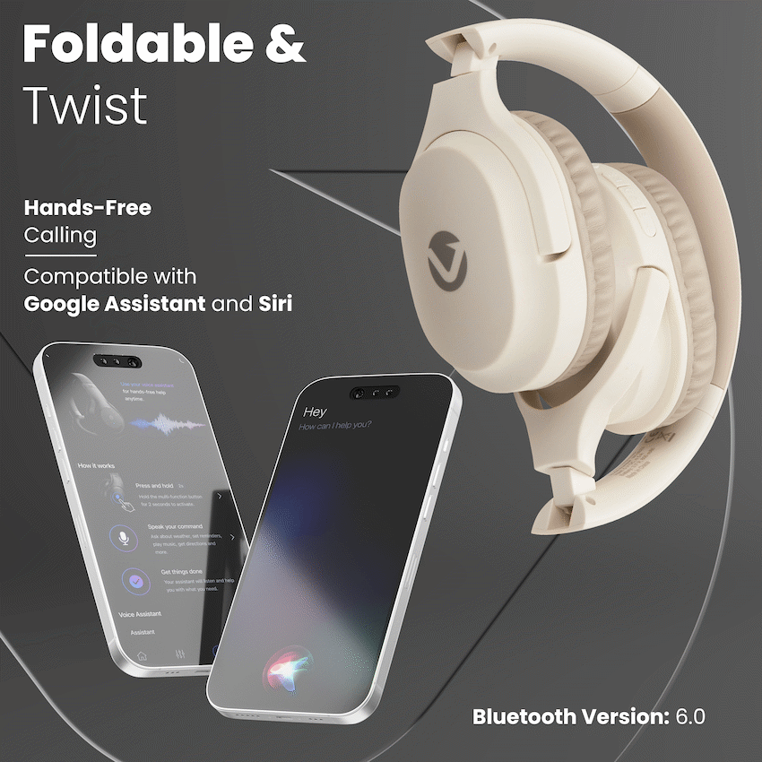 Volkano Pebble Series Bluetooth Headphones - Khaki - Khaki - Audio