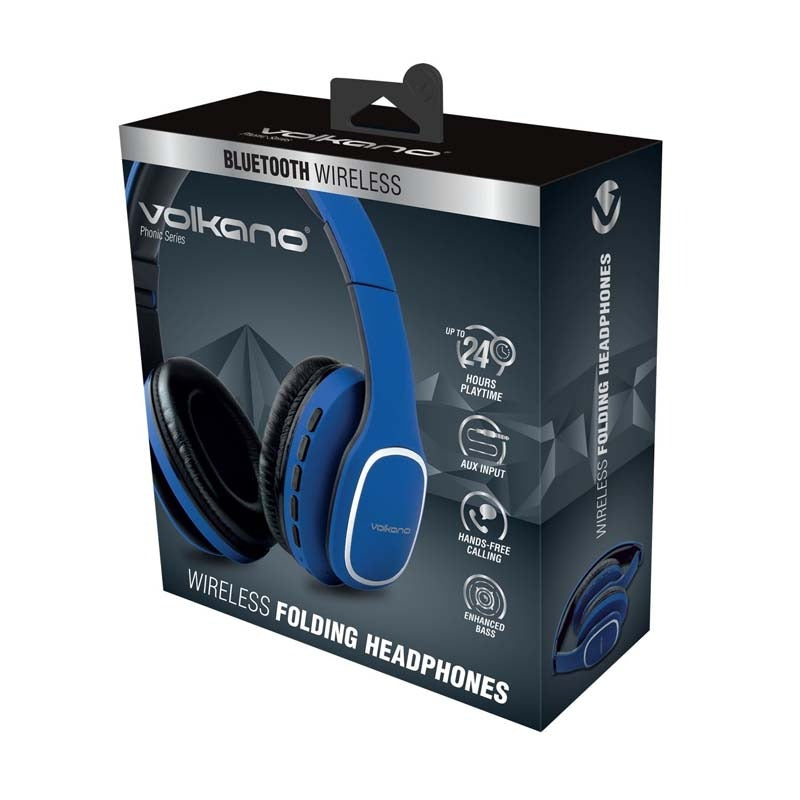 Volkano Phonic Series Bluetooth Full Size Headphones - Blue - Blue