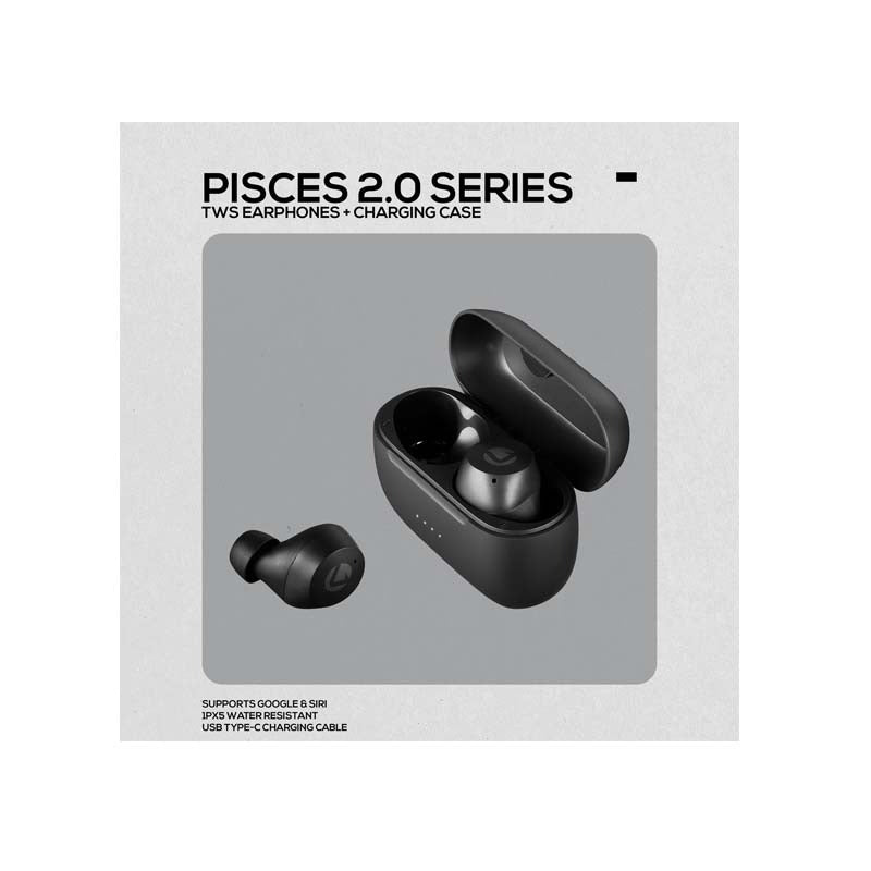 Volkano Pisces 2.0 Series True Wireless Earphones - Black - Black