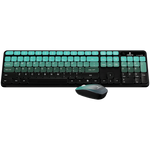 Volkano Prism Series Bluetooth Wireless Keyboard and Mouse - Teal - Teal - Computer Peripherals