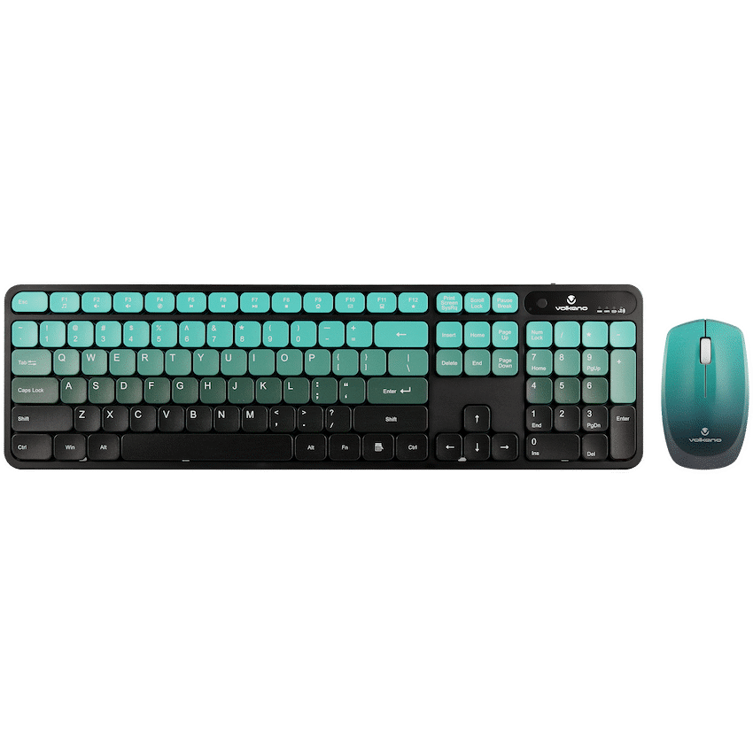 Volkano Prism Series Bluetooth Wireless Keyboard and Mouse - Teal - Teal - Computer Peripherals