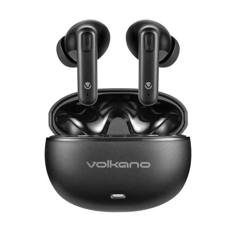 Volkano Pulse Series True Wireless Earphones with Charging Case - Black - Black