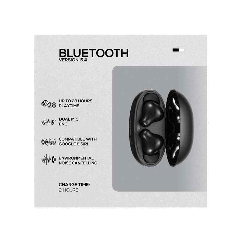 Volkano Pulse Series True Wireless Earphones with Charging Case - Black - Black