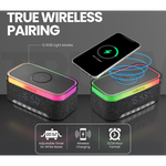 Volkano Radiant 2 Alarm Clock with Wireless Charging and Speaker - Black - Black