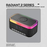 Volkano Radiant 2 Alarm Clock with Wireless Charging and Speaker - Black - Black
