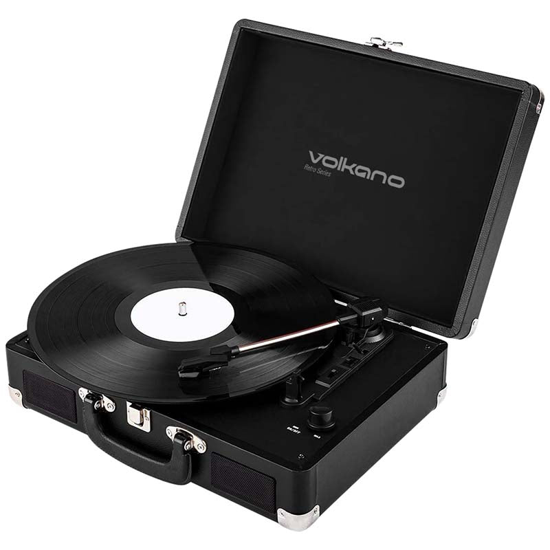 Volkano Retro Series Turntable - Black - Black