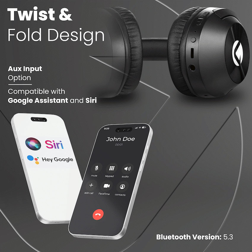 Volkano Rhapsody 3.0 Series Active Noise Cancelling Bluetooth Headphones - Black - Audio
