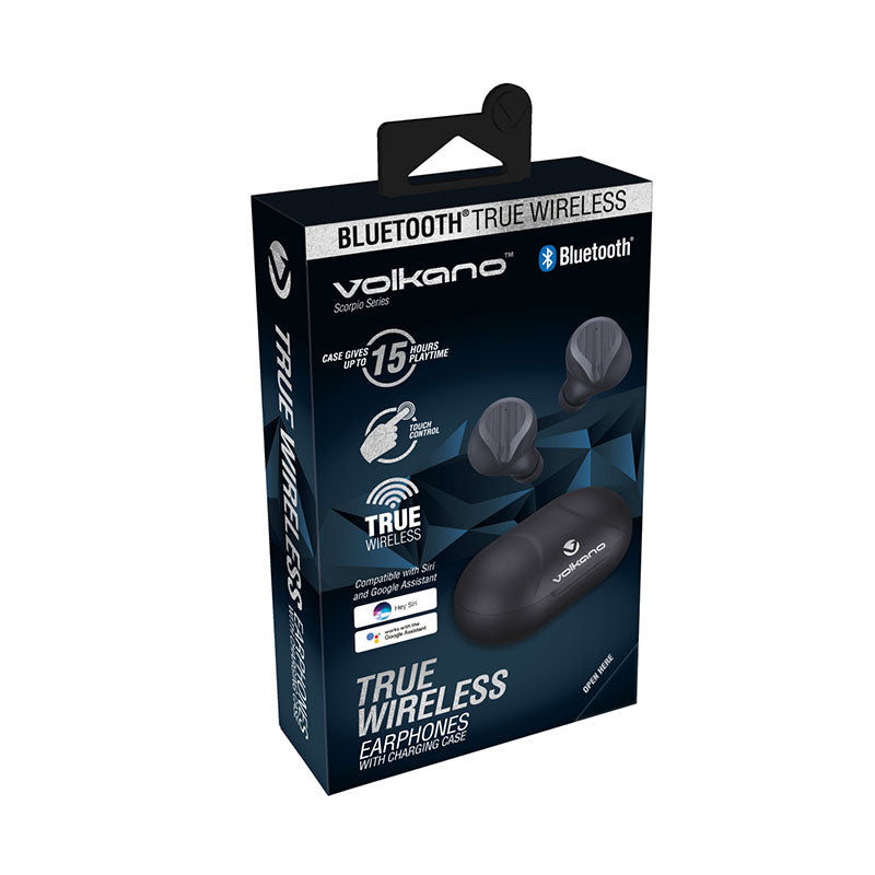 Volkano Scorpio Series True Wireless Earbuds - Black - Black