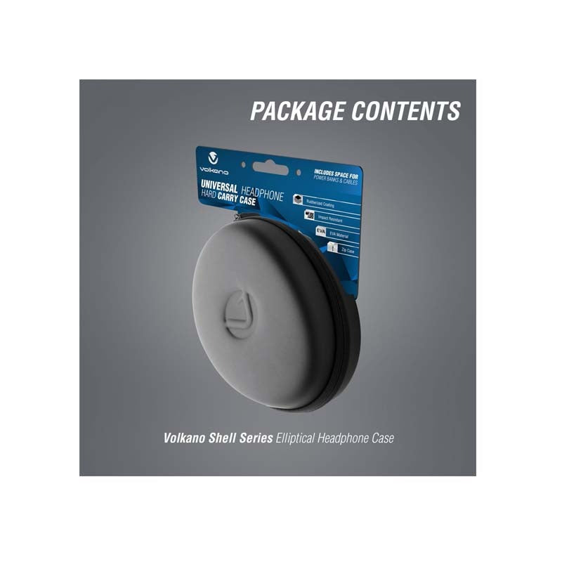 Volkano Shell Series Elliptical Headphone Case - Black - Black