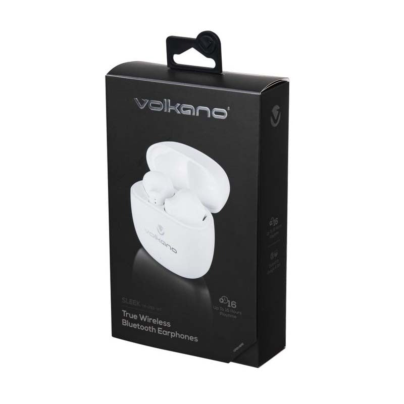 Volkano Sleek Series True Wireless Earphones - White - White