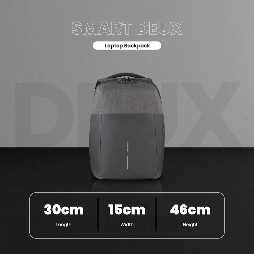 Volkano Smart Deux Laptop Backpack - Black/Charcoal - Black - Bags
