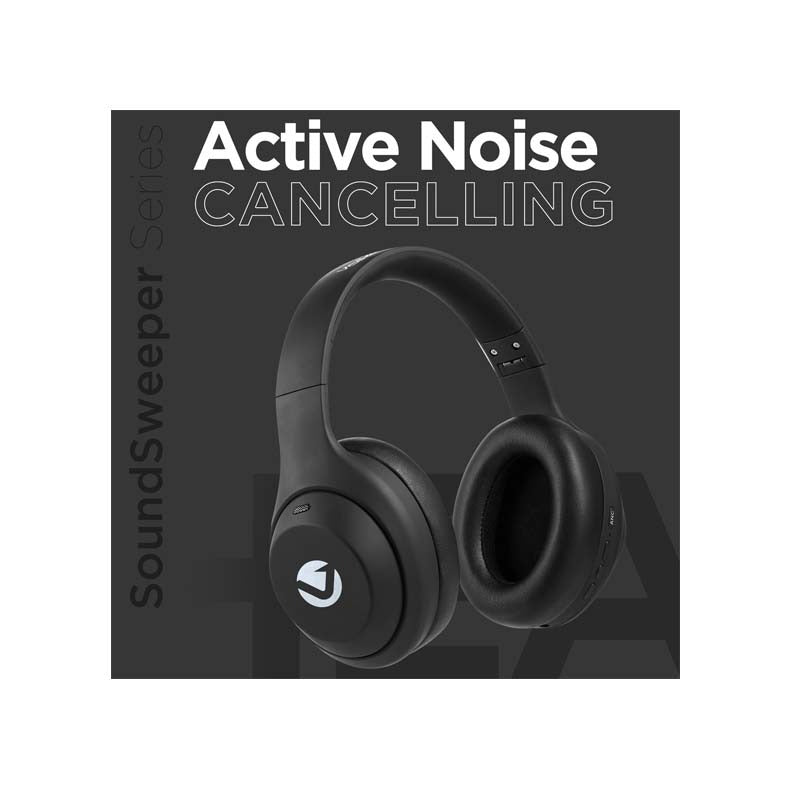 Volkano SoundSweeper Series Active Noise Cancelling Bluetooth Headphones - Black - Black