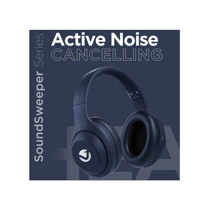 Volkano SoundSweeper Series Active Noise Cancelling Bluetooth Headphones - Blue - Blue