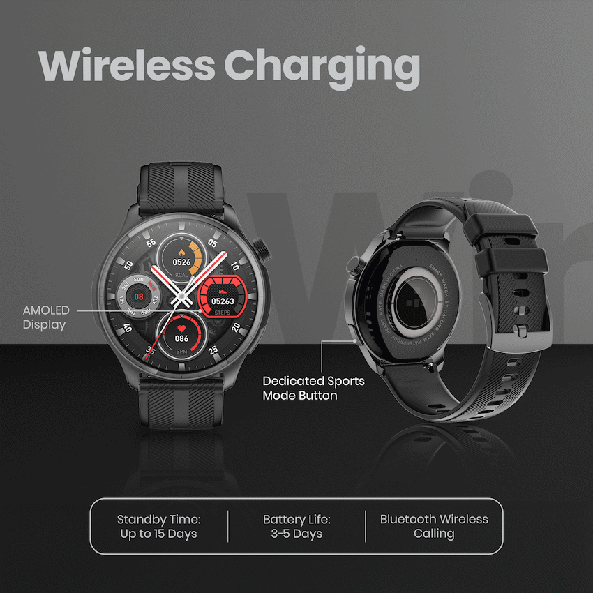 Volkano Strive Water Resistant Smartwatch with Health & Fitness Tracking - Black - Wearables