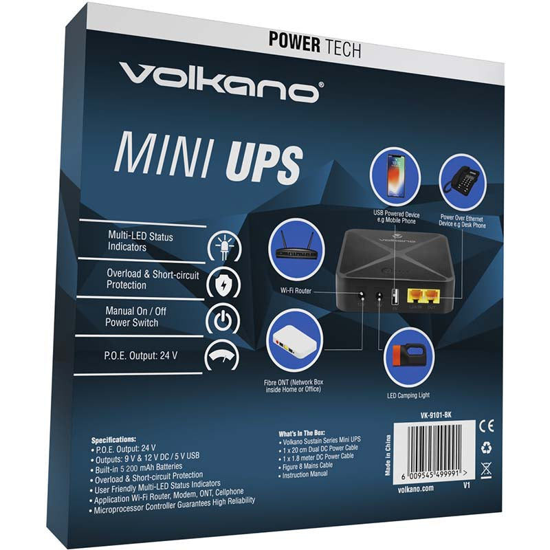 Volkano Sustain Series Mini UPS 5200mAh - Black