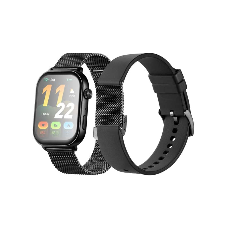 Volkano Trinity Series Smartwatch with Metal Mesh Strap - Black - Black