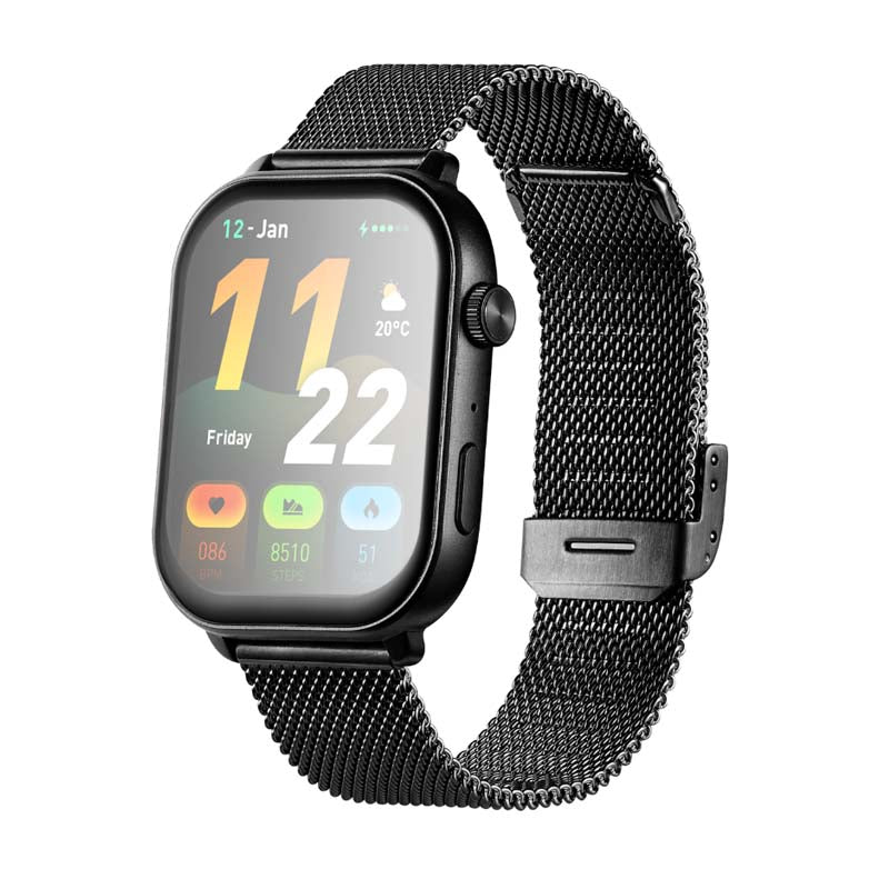 Volkano Trinity Series Smartwatch with Metal Mesh Strap - Black - Black