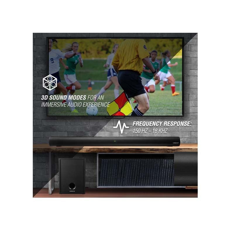 Volkano Turbulent Series 80W 2.1 Soundbar with Remote Control - Black
