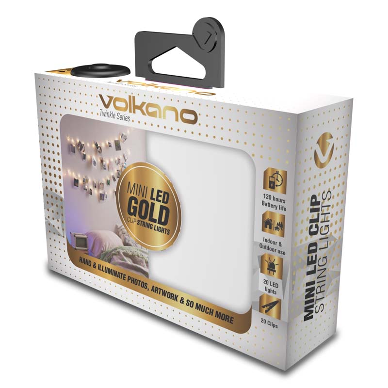 Volkano Twinkle Series GOLD Photo Clips with LED Lights