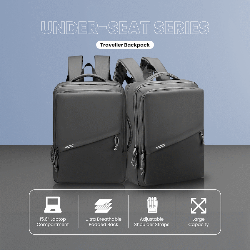 Volkano Under-Seat Traveller Backpack Black - Black - Bags