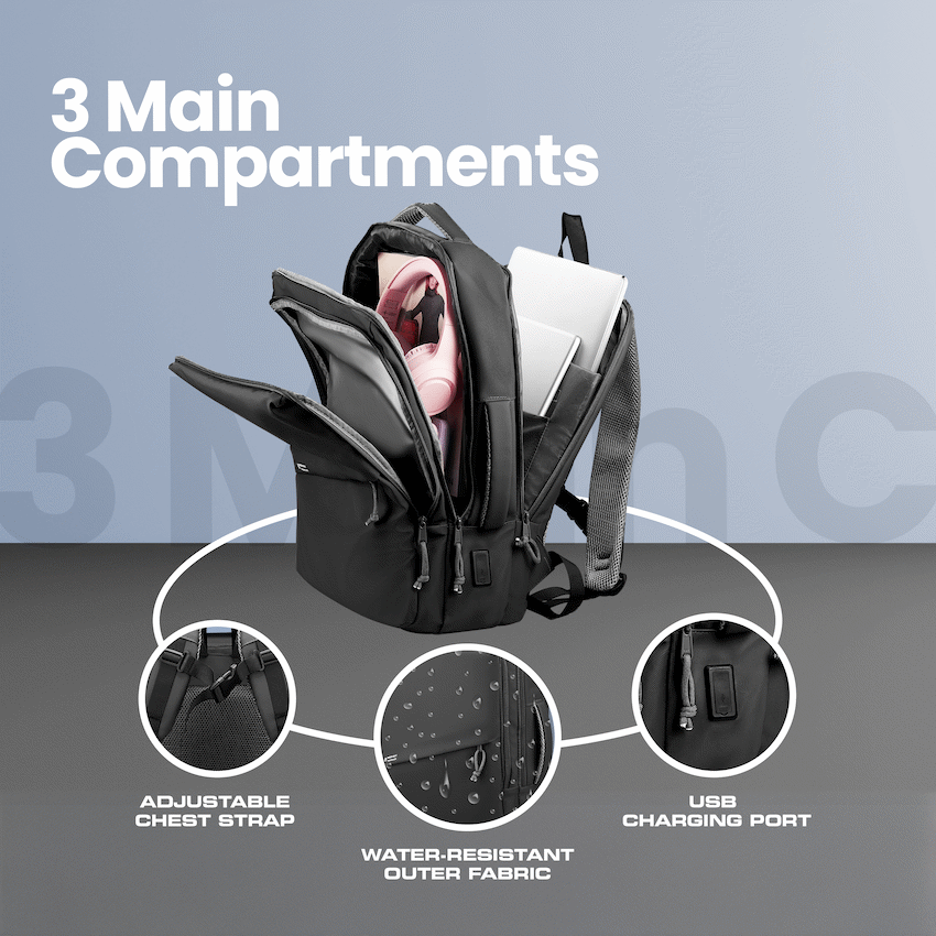 Volkano Under-Seat Traveller Backpack Black - Black - Bags