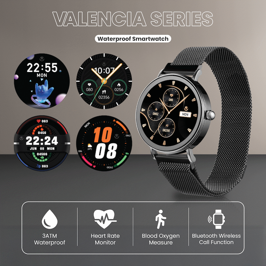 Volkano Valencia Series Ladies Smart Watch - Black - Black - Wearables