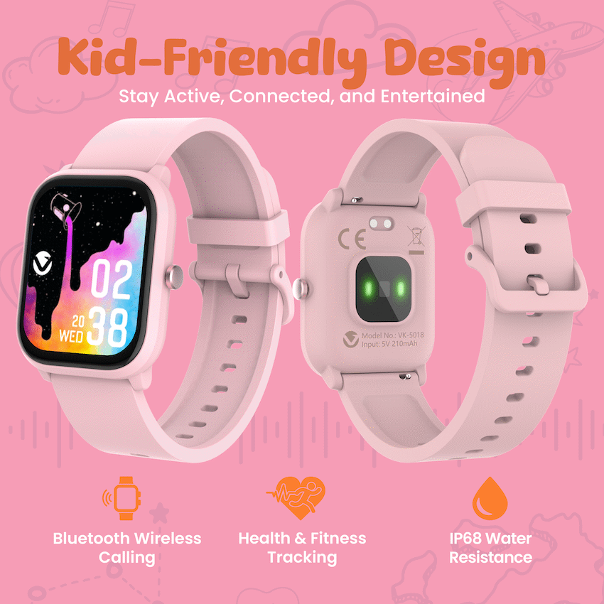 Volkano Vivo Series Kids Smart Watch - Pastel Pink - Pastel Pink