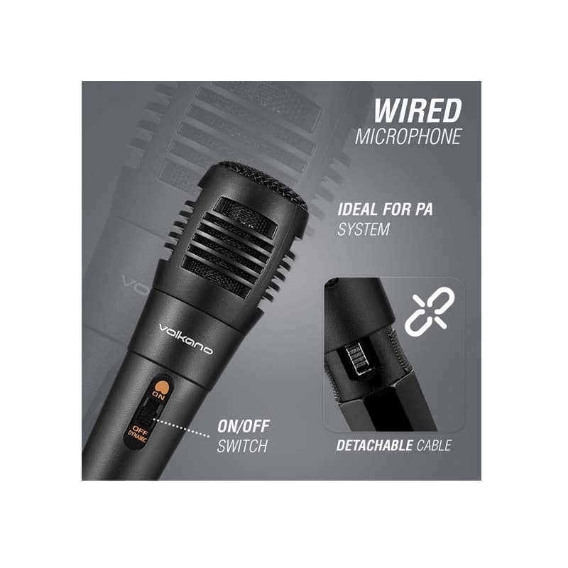 Volkano Voice Series ABS Wired Microphone - Black - Black