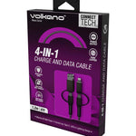 Volkano Weave Series 4 in 1 Charge & Data Cable - Black