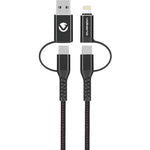 Volkano Weave Series 4 in 1 Charge & Data Cable - Black