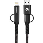 Volkano Weave Series 4 in 1 Charge & Data Cable - Black
