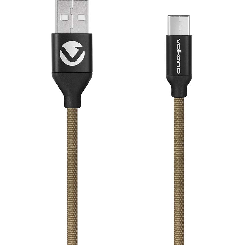 Volkano Weave Series Fabric Braided Micro USB Cable 1.2m - Army Green