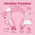 Volkano Wonder Bluetooth Wireless Headphones - Pink - Pink - Audio
