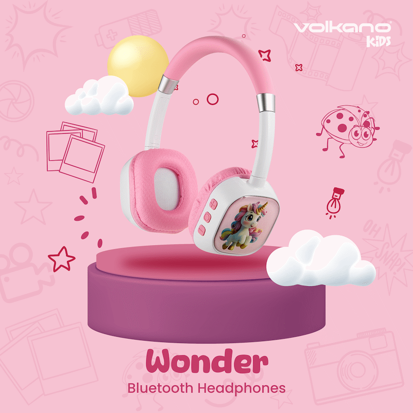 Volkano Wonder Bluetooth Wireless Headphones - Pink - Pink - Audio
