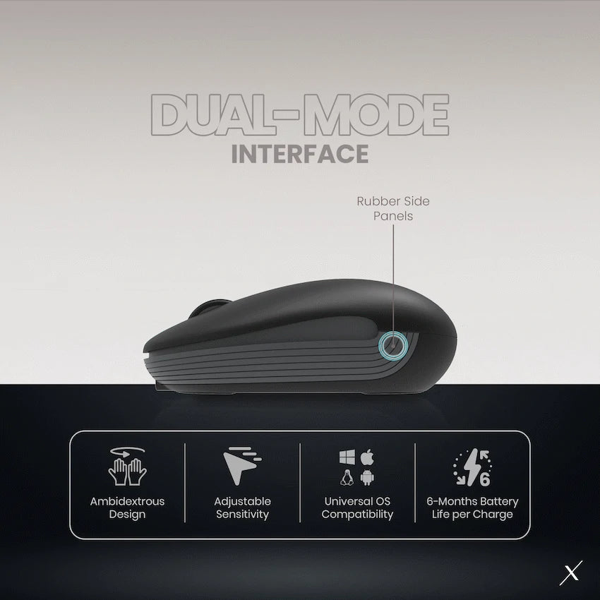 VolkanoX Asher Bluetooth Wireless Mouse - Graphite - Black - Computer Peripherals