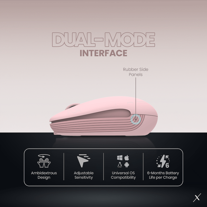 VolkanoX Asher Bluetooth Wireless Mouse - Rose - Pink - Computer Peripherals