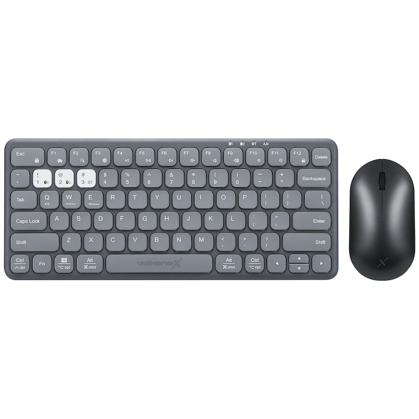 VolkanoX Blaze Bluetooth Wireless Keyboard and Mouse Combo - Graphite - Black - Computer Peripherals