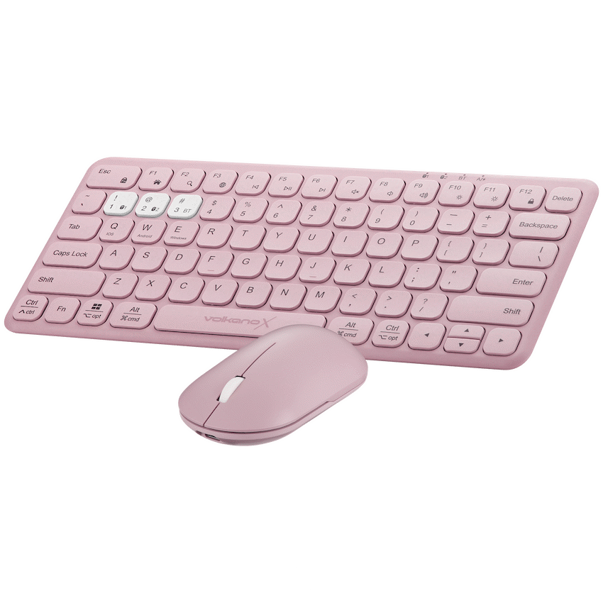 VolkanoX Blaze Bluetooth Wireless Keyboard and Mouse Combo - Rose - Rose - Computer Peripherals