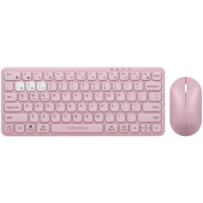 VolkanoX Blaze Bluetooth Wireless Keyboard and Mouse Combo - Rose - Rose - Computer Peripherals