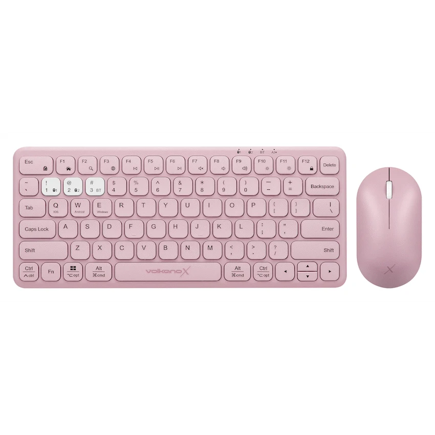 VolkanoX Blaze Bluetooth Wireless Keyboard and Mouse Combo - Rose - Rose - Computer Peripherals