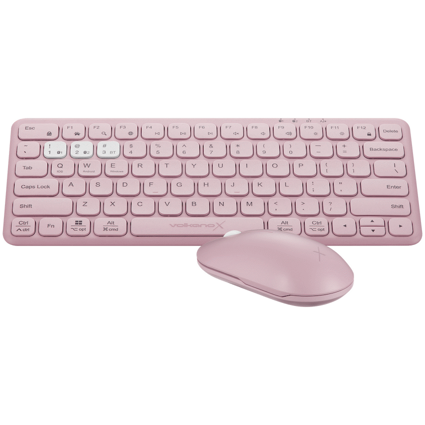 VolkanoX Blaze Bluetooth Wireless Keyboard and Mouse Combo - Rose - Rose - Computer Peripherals