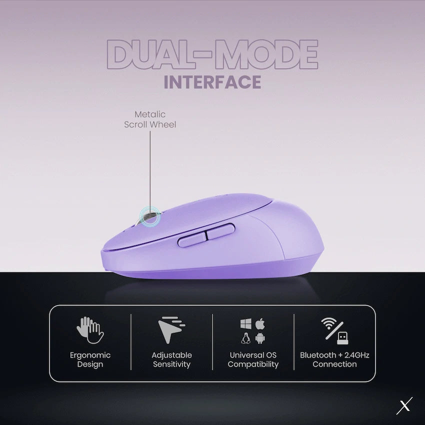 VolkanoX Crater Bluetooth Wireless Mouse - Purple - Purple - Computer Peripherals