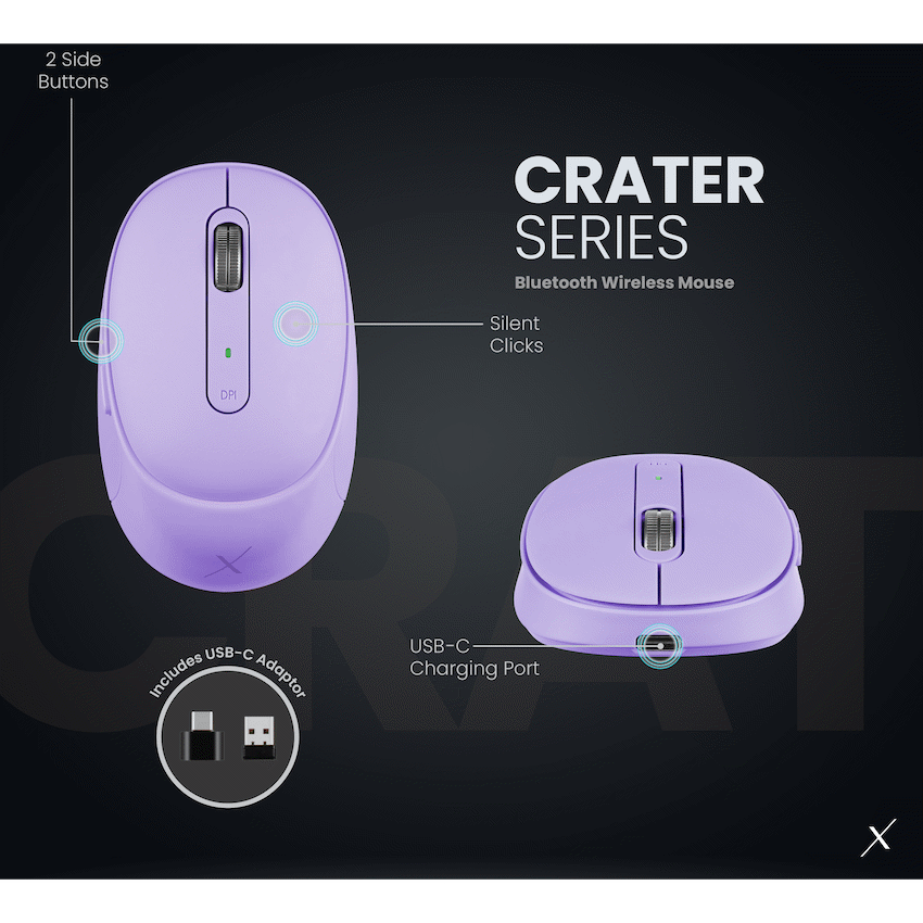 VolkanoX Crater Bluetooth Wireless Mouse - Purple - Purple - Computer Peripherals