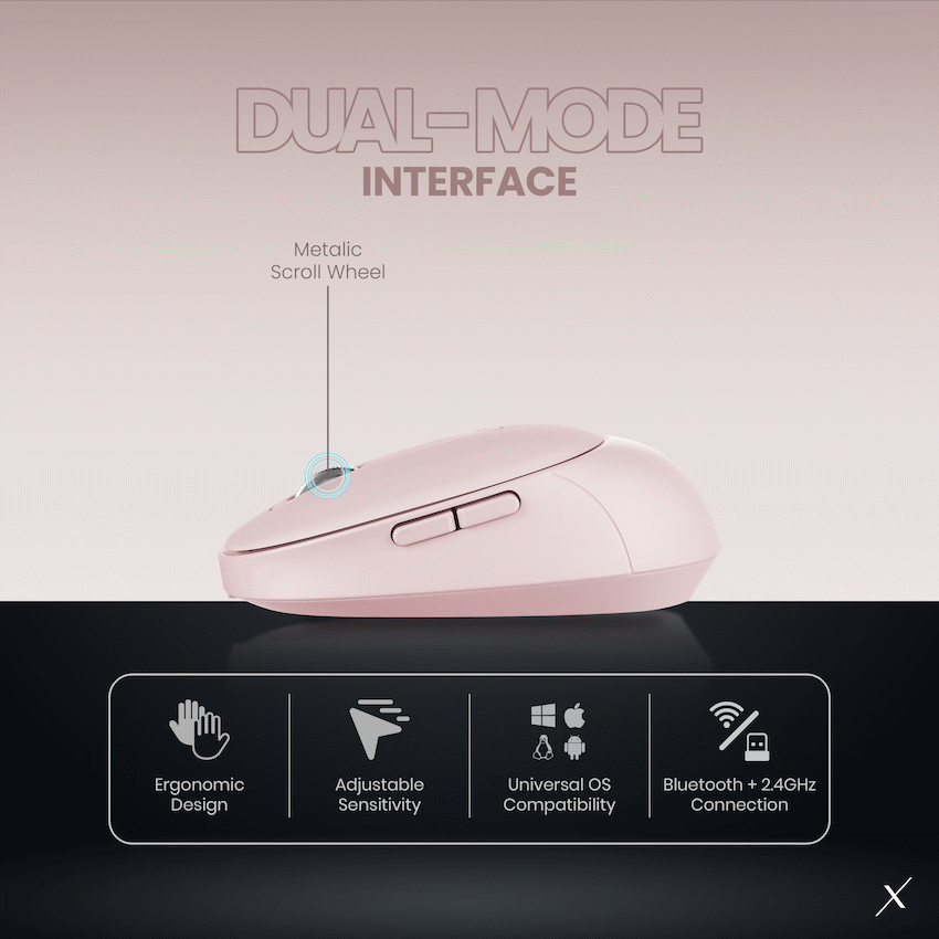 VolkanoX Crater Bluetooth Wireless Mouse - Rose - Rose - Computer Peripherals