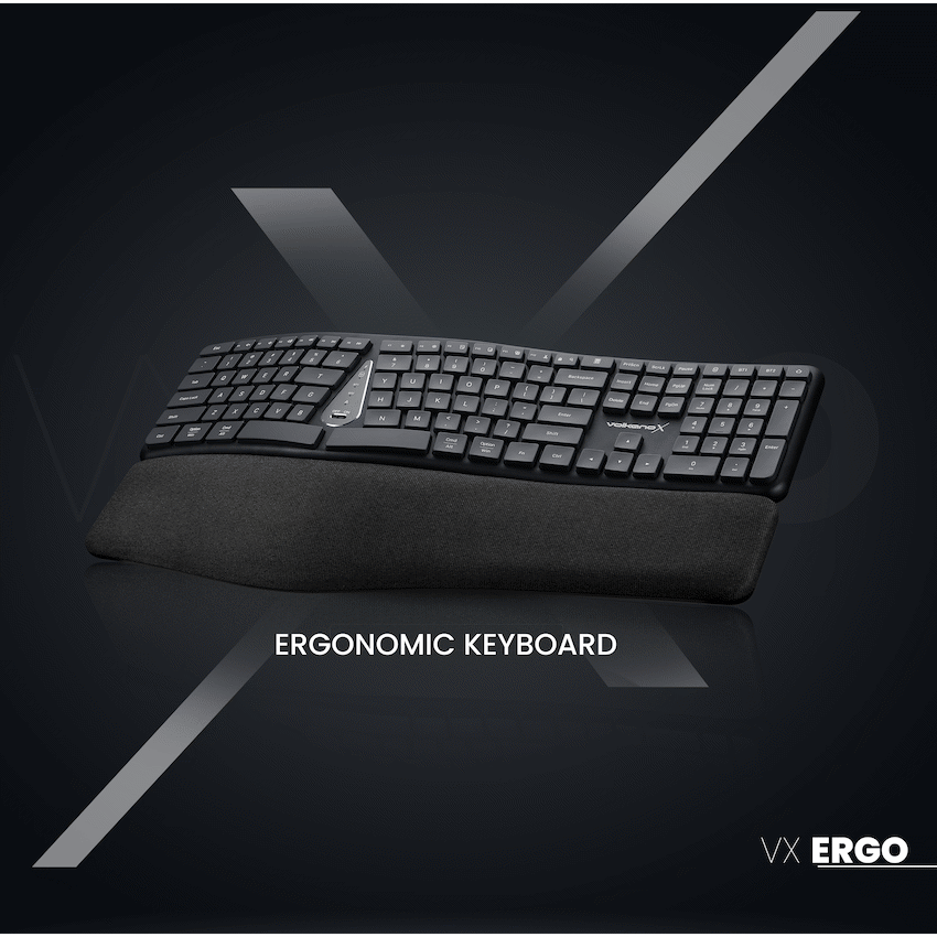 VolkanoX Ergo Bluetooth Wireless Keyboard - Black - Computer Peripherals