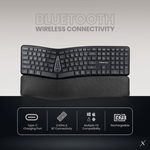 VolkanoX Ergo Bluetooth Wireless Keyboard - Black - Computer Peripherals